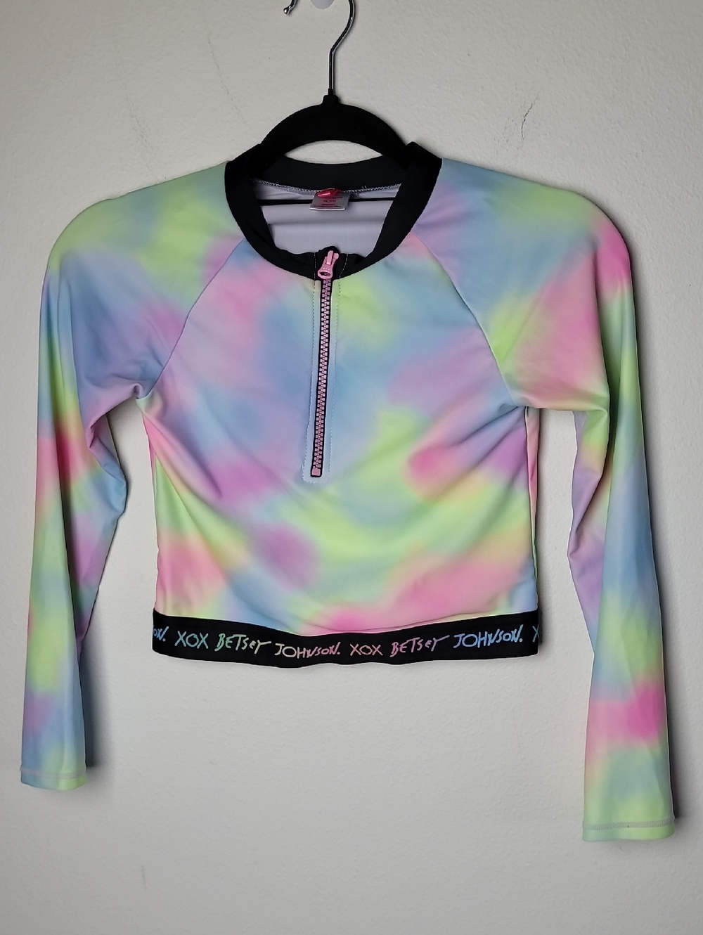 3/$20🎉 Betsy Johnson Long Sleeve 1/4 Zip Tie Dye Swimsuit Top Girls Sz 14